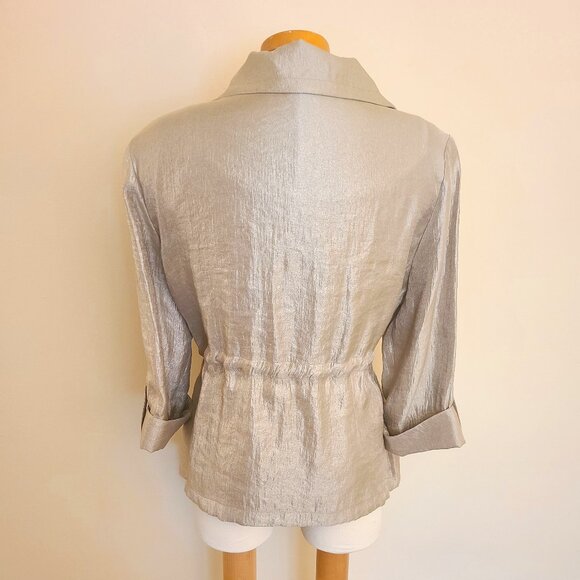 Hearts of Palm Gold Metallic Utility Jacket with Drawstring Waist - Picture 2 of 7